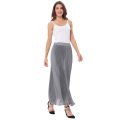 Kate Kasin Retro Vintage Summer plissé gris argenté Maxi jupe longue 40 &quot;KK000614-3